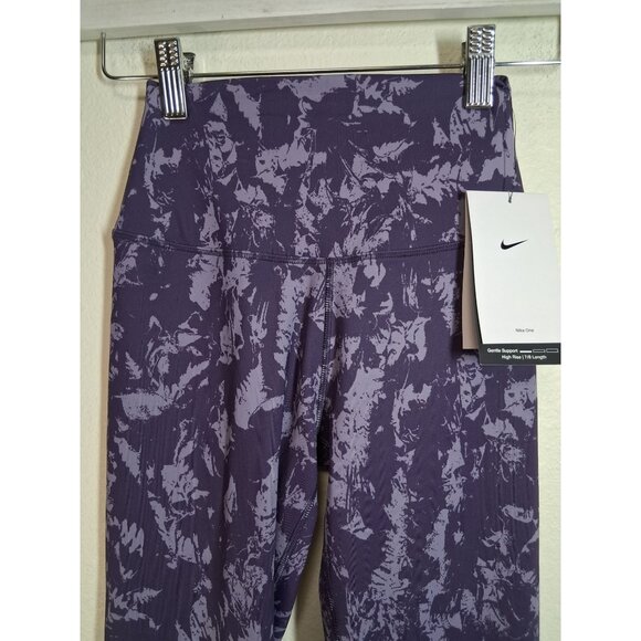 NWT Nike One Dri-Fit Leggings High Waist Athletic Yoga Gym XS Purple FZ3229-509 - Picture 2 of 10